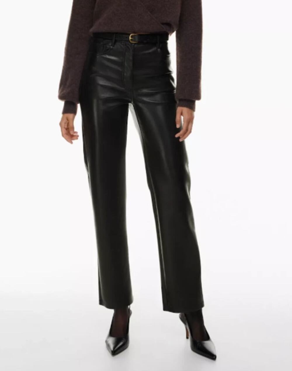 Wilfred The Melina Pants Black Vegan Leather High Rise 5-Pocket Women's 10